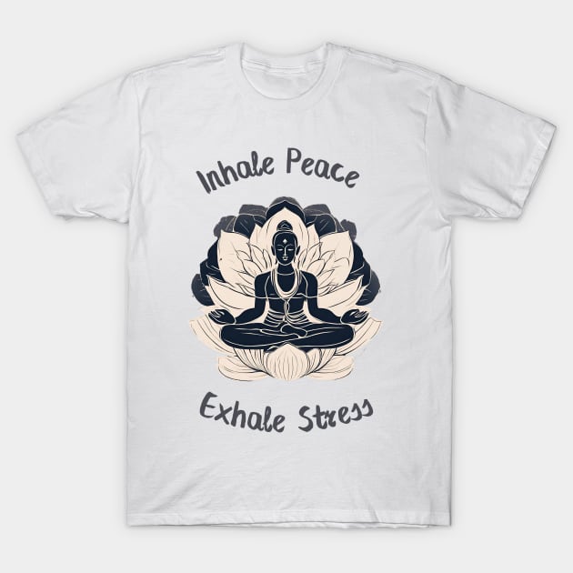 Inhale Peace, Exhale Stress, Meditation, T-Shirt by Peacock-Design